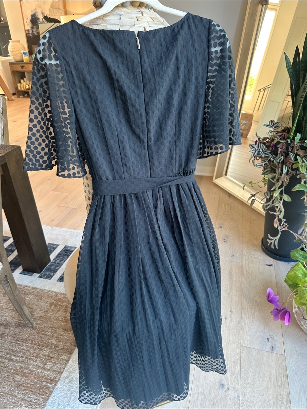 kate spade Black Dot-Overlay Fit-and-Flare Midi Dress - Picture 5 of 5
